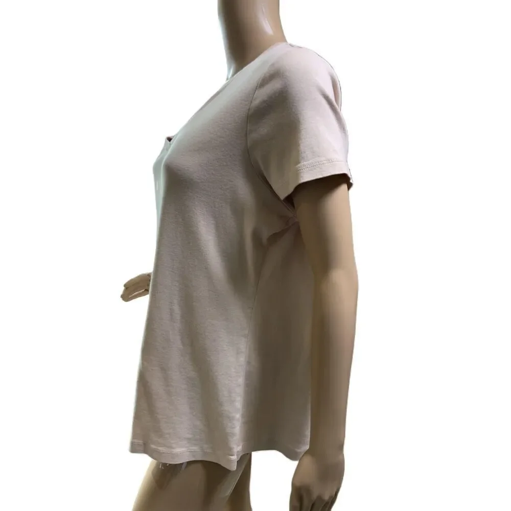 St. John's Bay Pale Pink V-Neck Short Sleeve‎ Basic Tee Size XL